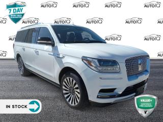 Odometer is 16363 kilometers below market average!<br><br>Pristine White 2021 Lincoln Navigator L Reserve 4D Sport Utility V6 10-Speed Automatic 4WD 4WD, Ebony Leather, 30-Way Perfect Position Seating w/Active Motion, 3rd row seats: split-bench, Adjustable pedals, Apple CarPlay/Android Auto, Auto tilt-away steering wheel, Auto-dimming door mirrors, Auto-dimming Rear-View mirror, Class IV w/4-Pin & 7-Pin Connectors, Drivers Seat Mounted Armrest, Embrace Head-Up Display, Embrace Lit Grille Star, Embrace Lit Seat Belt Buckles, <br><br>Equipment Group 201A, Exterior Parking Camera Rear, Fully automatic headlights, Heated front seats, Heated rear seats, Heated steering wheel, Heated/Ventilated Premium Leather Captains Chairs, Heavy-Duty Radiator, Heavy-Duty Trailer Tow Package, Illuminated entry, Leather steering wheel, Memory seat, Navigator Reserve Luxury Package, Outside temperature display, Pedal memory, Power driver seat, Power Liftgate, Power moonroof, <br><br>Pro Trailer Backup Assist, Remote keyless entry, Revel Ultima Audio System w/20-Speakers, Smart Trailer Tow, Steering wheel memory, Steering wheel mounted audio controls, Telescoping steering wheel, Trailer Brake Module Controller (TBC), Trailer Sway Control, Turn signal indicator mirrors.<p> </p>

<h4>VALUE+ CERTIFIED PRE-OWNED VEHICLE</h4>

<p>36-point Provincial Safety Inspection<br />
172-point inspection combined mechanical, aesthetic, functional inspection including a vehicle report card<br />
Warranty: 30 Days or 1500 KMS on mechanical safety-related items and extended plans are available<br />
Complimentary CARFAX Vehicle History Report<br />
2X Provincial safety standard for tire tread depth<br />
2X Provincial safety standard for brake pad thickness<br />
7 Day Money Back Guarantee*<br />
Market Value Report provided<br />
Complimentary 3 months SIRIUS XM satellite radio subscription on equipped vehicles<br />
Complimentary wash and vacuum<br />
Vehicle scanned for open recall notifications from manufacturer</p>

<p>SPECIAL NOTE: This vehicle is reserved for AutoIQs retail customers only. Please, No dealer calls. Errors & omissions excepted.</p>

<p>*As-traded, specialty or high-performance vehicles are excluded from the 7-Day Money Back Guarantee Program (including, but not limited to Ford Shelby, Ford mustang GT, Ford Raptor, Chevrolet Corvette, Camaro 2SS, Camaro ZL1, V-Series Cadillac, Dodge/Jeep SRT, Hyundai N Line, all electric models)</p>

<p>INSGMT</p>
