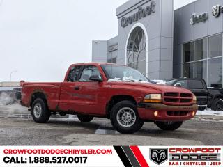 Welcome to Crowfoot Dodge, Calgarys New and Pre-owned Superstore proudly serving Albertans for 44 years!<br> <br> Compare at $7995 - Our Price is just $5995! <br> <br>   New Arrival! This  2000 Dodge Dakota is fresh on our lot in Calgary. <br> <br>This  Regular Cab pickup  has 191,402 kms. Stock number 239244B is red in colour  . It has a 5 speed manual transmission and is powered by a  smooth engine.   <br> <br/><br>At Crowfoot Dodge, we offer:<br>
<ul>
<li>Over 500 New vehicles available and 100 Pre-Owned vehicles in stock...PLUS fresh trades arriving daily!</li>
<li>Financing and leasing arrangements with rates from prime +0%</li>
<li>Same day delivery.</li>
<li>Experienced sales staff with great customer service.</li>
</ul><br><br>
Come VISIT us today!<br><br> Come by and check out our fleet of 80+ used cars and trucks and 150+ new cars and trucks for sale in Calgary.  o~o