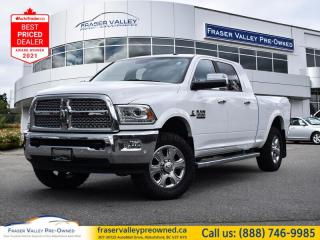 Leather Seats,  Heated Seats,  Bluetooth,  SiriusXM,  Chrome Trim!
 
    According to Edmunds, the Ram 3500 is a top pick for a heavy-duty truck thanks to its refined interior, forgiving ride, and tremendous towing and hauling capabilities. This  2017 Ram 3500 is fresh on our lot in Abbotsford. 
 
This Ram 3500 Heavy Duty delivers exactly what you need: superior capability and exceptional levels of comfort, all backed with proven reliability and durability. Whether youre in the commercial sector or looking at serious recreational towing and hauling, this Ram 3500 is ready for the job. This  sought after diesel Crew Cab 4X4 pickup  has 92,573 kms. Its  nice in colour  . It has a 6 speed automatic transmission and is powered by a Cummins 385HP 6.7L Straight 6 Cylinder Engine.  It may have some remaining factory warranty, please check with dealer for details. 
 
 Our 3500s trim level is Laramie. The Laramie trim on this Ram 3500 adds some luxury to this workhorse. On top of its outstanding capability, it comes with tasteful chrome trim, Uconnect 8.4-inch infotainment system with Bluetooth and SirusXM satellite radio, heated and ventilated leather front seats, a heated leather-wrapped steering wheel, power folding, heated, auto-dimming, memory mirrors, an electronic trailer brake controller, rear park assist, and much more. This vehicle has been upgraded with the following features: Leather Seats,  Heated Seats,  Bluetooth,  Siriusxm,  Chrome Trim. 
 To view the original window sticker for this vehicle view this http://www.chrysler.com/hostd/windowsticker/getWindowStickerPdf.do?vin=3C63R3ML8HG560663. 

 
To apply right now for financing use this link : https://www.fraservalleypreowned.ca/abbotsford-car-loan-application-british-columbia
 
 

| Our Quality Guarantee: We maintain the highest standard of quality that is required for a Pre-Owned Dealership to operate in an Auto Mall. We provide an independent 360-degree inspection report through licensed 3rd Party mechanic shops. Thus, our customers can rest assured each vehicle will be a reliable, and responsible purchase.  |  Purchase Disclaimer: Your selected vehicle may have a differing finance and cash prices. When viewing our vehicles on third party  marketplaces, please click over to our website to verify the correct price for the vehicle. The Sale Price on third party websites will always reflect the Finance Price of our vehicles. If you are making a Cash Purchase, please refer to our website for the Cash Price of the vehicle.  | All prices are subject to and do not include, a $995 Finance Fee, and a $695 Document Fee.   These fees as well as taxes, are included in all listed listed payment quotes. Please speak with Dealer for full details and exact numbers.  o~o