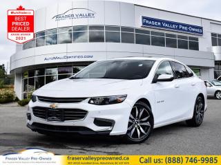 Apple CarPlay,  Proximity Key,  Power Windows,  Power Doors,  SiriusXM!
 
    From its good looks, to its   advanced safety technology the 2016 Malibu is a fantastic midsized sedan. This  2016 Chevrolet Malibu is fresh on our lot in Abbotsford. 
 
The 2016 Malibu is thoughtfully designed to offer impressive safety features, exceptional efficiency, and seamless connectivity. Its ready to change your perception of what a midsize car can be. Windswept body lines and an agile stance give this midsize car a sleek new look while complementing its agile and sporty character. This  sedan has 138,212 kms. Its  nice in colour  . It has a 6 speed automatic transmission and is powered by a  160HP 1.5L 4 Cylinder Engine.  It may have some remaining factory warranty, please check with dealer for details. 
 
 Our Malibus trim level is LT. This LT trim takes style to a new level with features like ambient interior lighting, heated side mirrors with turn signals, SiriusXM, alloy wheels, automatic headlights, reverse camera, exterior temperature display, compass, 7.0-inch MyLink display audio system with USB port, aux-in jack, Apple CarPlay, and OnStar with 4G LTE WiFi. Additional features include a proximity key with push-button start, power locks, air conditioning with pollen filter, cruise control, tire pressure monitoring system, power windows with auto-down for all windows, AM/FM radio, Bluetooth, and OnStar. This vehicle has been upgraded with the following features: Apple Carplay,  Proximity Key,  Power Windows,  Power Doors,  Siriusxm,  Bluetooth,  Aluminum Wheels. 
 
To apply right now for financing use this link : https://www.fraservalleypreowned.ca/abbotsford-car-loan-application-british-columbia
 
 

| Our Quality Guarantee: We maintain the highest standard of quality that is required for a Pre-Owned Dealership to operate in an Auto Mall. We provide an independent 360-degree inspection report through licensed 3rd Party mechanic shops. Thus, our customers can rest assured each vehicle will be a reliable, and responsible purchase.  |  Purchase Disclaimer: Your selected vehicle may have a differing finance and cash prices. When viewing our vehicles on third party  marketplaces, please click over to our website to verify the correct price for the vehicle. The Sale Price on third party websites will always reflect the Finance Price of our vehicles. If you are making a Cash Purchase, please refer to our website for the Cash Price of the vehicle.  | All prices are subject to and do not include, a $995 Finance Fee, and a $695 Document Fee.   These fees as well as taxes, are included in all listed listed payment quotes. Please speak with Dealer for full details and exact numbers.  o~o