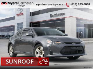 Compare at $13206 - Our Live Market Price is just $12698! <br> <br>   The Scion tC is a sporty, affordable coupe with confident handling and distinct style. This  2014 Scion tC is for sale today in Ottawa. <br> <br>The Scion tC is a sporty standout in the compact segment. Its a coupe thats fun to drive and just as practical as any other compact. Driving excitement doesnt have to be expensive - the tC is affordable with a low cost of ownership. Its roomy for a compact coupe with plenty of space for passengers and cargo while returning great fuel economy. If youre craving something a little more exciting than a run of the mill compact car, the Scion tC is waiting for you. This  coupe has 100,662 kms. Its  magnetic grey in colour  . It has a manual transmission and is powered by a  179HP 2.5L 4 Cylinder Engine.  <br> <br>To apply right now for financing use this link : <a href=https://www.myersbarrhaventoyota.ca/quick-approval/ target=_blank>https://www.myersbarrhaventoyota.ca/quick-approval/</a><br><br> <br/><br> Buy this vehicle now for the lowest bi-weekly payment of <b>$148.34</b> with $0 down for 48 months @ 9.99% APR O.A.C. ( Plus applicable taxes -  Plus applicable fees   ).  See dealer for details. <br> <br>At Myers Barrhaven Toyota we pride ourselves in offering highly desirable pre-owned vehicles. We truly hand pick all our vehicles to offer only the best vehicles to our customers. No two used cars are alike, this is why we have our trained Toyota technicians highly scrutinize all our trade ins and purchases to ensure we can put the Myers seal of approval. Every year we evaluate 1000s of vehicles and only 10-15% meet the Myers Barrhaven Toyota standards. At the end of the day we have mutual interest in selling only the best as we back all our pre-owned vehicles with the Myers *LIFETIME ENGINE TRANSMISSION warranty. Thats right *LIFETIME ENGINE TRANSMISSION warranty, were in this together! If we dont have what youre looking for not to worry, our experienced buyer can help you find the car of your dreams! Ever heard of getting top dollar for your trade but not really sure if you were? Here we leave nothing to chance, every trade-in we appraise goes up onto a live online auction and we get buyers coast to coast and in the USA trying to bid for your trade. This means we simultaneously expose your car to 1000s of buyers to get you top trade in value. <br>We service all makes and models in our new state of the art facility where you can enjoy the convenience of our onsite restaurant, service loaners, shuttle van, free Wi-Fi, Enterprise Rent-A-Car, on-site tire storage and complementary drink. Come see why many Toyota owners are making the switch to Myers Barrhaven Toyota. <br>*LIFETIME ENGINE TRANSMISSION WARRANTY NOT AVAILABLE ON VEHICLES WITH KMS EXCEEDING 140,000KM, VEHICLES 8 YEARS & OLDER, OR HIGHLINE BRAND VEHICLE(eg. BMW, INFINITI. CADILLAC, LEXUS...) o~o