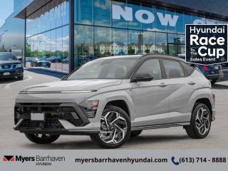 <b>Sunroof,  Climate Control,  Heated Steering Wheel,  Adaptive Cruise Control,  Aluminum Wheels!</b><br> <br> <br> <br>  Built for adventure, this Kona is well equipped, whether in the urban sprawl or the backroads. <br> <br>With more versatility than its tiny stature lets on, this Kona is ready to prove that big things can come in small packages. With an incredibly long feature list, this Kona is incredibly safe and comfortable, compatible with just about anything, and ready for lifes next big adventure. For distilled perfection in the busy crossover SUV segment, this Kona is the obvious choice.<br> <br> This cyber grey SUV  has an automatic transmission and is powered by a  190HP 1.6L 4 Cylinder Engine.<br> This vehicles price also includes $2984 in additional equipment.<br> <br> Our Konas trim level is N Line AWD w/Two-Tone Roof. Endless thrills and excitement are assured in this Kona N Line, with performance upgrades and aggressive styling, as well as a heated steering wheel, adaptive cruise control and upgraded aluminum wheels, heated front seats, front and rear LED lights, remote engine start, and an immersive dual-LCD dash display with a 12.3-inch infotainment screen bundled with Apple CarPlay, Android Auto and Bluelink+ selective service internet access. Safety features also include blind spot detection, lane keeping assist with lane departure warning, front pedestrian braking, and forward collision mitigation. This vehicle has been upgraded with the following features: Sunroof,  Climate Control,  Heated Steering Wheel,  Adaptive Cruise Control,  Aluminum Wheels,  Heated Seats,  Apple Carplay. <br><br> <br/> See dealer for details. <br> <br><br> Come by and check out our fleet of 50+ used cars and trucks and 90+ new cars and trucks for sale in Ottawa.  o~o