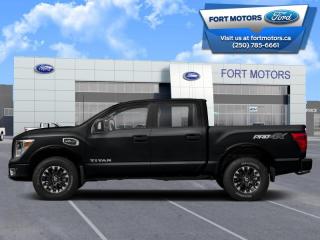 <b>Navigation,  Alloy Wheels,  Blind Spot Warning,  Rear View Camera,  Cruise Control!</b><br> <br>    This Nissan Titan is a top choice in a very competitive field of pickup trucks. This  2018 Nissan Titan is fresh on our lot in Fort St John. <br> <br>Every day brings new challenges and new opportunities. Be ready with a truck built to tackle whatever comes your way. Along with the brawn, this Nissan Titan has brains like an incredibly capable truck bed, advanced technology that redefines towing, and comfort and convenience that makes this one premium ride. 24/7, this Nissan Titan is always on duty. This  Crew Cab 4X4 pickup  has 134,099 kms. Its  black in colour  . It has a 7 speed automatic transmission and is powered by a  390HP 5.6L 8 Cylinder Engine.  <br> <br> Our Titans trim level is SV Midnight Edition. This Titan SV Midnight Edition is a rugged truck at an excellent value. It comes with an navigation, 20 inch alloy wheels, blind spot warning, rear view camera, Bluetooth hands-free phone system and streaming audio, a USB port with an iPod interface, steering wheel-mounted audio and cruise control, remote keyless entry with push-button ignition, dampened assist locking tailgate, and more. This vehicle has been upgraded with the following features: Navigation,  Alloy Wheels,  Blind Spot Warning,  Rear View Camera,  Cruise Control,  Bluetooth,  Power Doors. <br> <br>To apply right now for financing use this link : <a href=https://www.fortmotors.ca/apply-for-credit/ target=_blank>https://www.fortmotors.ca/apply-for-credit/</a><br><br> <br/><br><br> Come by and check out our fleet of 40+ used cars and trucks and 60+ new cars and trucks for sale in Fort St John.  o~o