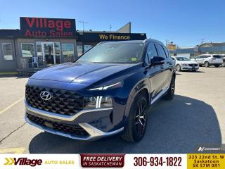 <b>Leather Seats,  Android Auto,  Apple CarPlay,  Lane Keep Assist,  Collision Warning!</b><br> <br> We sell high quality used cars, trucks, vans, and SUVs in Saskatoon and surrounding area.<br> <br>   Incredible design in and out makes this 2022 Santa Fe striking and fun to drive. This  2022 Hyundai Santa Fe is for sale today. <br> <br>Refinement wrapped in ruggedness, capability married to style, and adventure ready attitude paired to a comfortable drive. These things make this 2022 Santa Fe an amazing SUV. If you need a ready to go SUV that makes every errand an adventure and makes every adventure a journey, this 2022 Santa Fe was made for you.
This  SUV has 119,919 kms. Its  blue in colour  . It has a 8 speed automatic transmission and is powered by a  281HP 2.5L 4 Cylinder Engine. <br> <br> Our Santa Fes trim level is Ultimate Calligraphy AWD. Sporting an upgraded drivetrain for a more exciting driving experience, this luxurious and high tech Santa Fe Ultimate Calligraphy is a great choice for people that prefer the finer things in life. With a sunroof above your heated and cooled Nappa leather seats, every drive becomes a day spa. A heads up display, navigation, and 12 speaker premium audio system by Harman Kardon create a futuristic and helpful cockpit. A proximity power liftgate for hands free operation, a 360 degree aerial parking camera, and remote automatic parking make your busy days easier. This fun and family friendly SUV also comes with Android Auto, Apple CarPlay, and Bluetooth to keep you entertained. Helping you stay safe is an advanced driver assist suite including lane keep assist, collision avoidance assist, and distance pacing cruise. Additional features include a heated steering wheel, aluminum wheels, automatic LED lighting, and remote keyless entry.
 This vehicle has been upgraded with the following features: Leather Seats,  Android Auto,  Apple Carplay,  Lane Keep Assist,  Collision Warning,  Adaptive Cruise,  Heated Seats. <br> <br>To apply right now for financing use this link : <a href=https://www.villageauto.ca/car-loan/ target=_blank>https://www.villageauto.ca/car-loan/</a><br><br> <br/><br> Buy this vehicle now for the lowest bi-weekly payment of <b>$224.07</b> with $0 down for 96 months @ 5.99% APR O.A.C. ( Plus applicable taxes -  Plus applicable fees   ).  See dealer for details. <br> <br><br> Village Auto Sales has been a trusted name in the Automotive industry for over 40 years. We have built our reputation on trust and quality service. With long standing relationships with our customers, you can trust us for advice and assistance on all your motoring needs. </br>

<br> With our Credit Repair program, and over 250 well-priced vehicles in stock, youll drive home happy, and thats a promise. We are driven to ensure the best in customer satisfaction and look forward working with you. </br> o~o