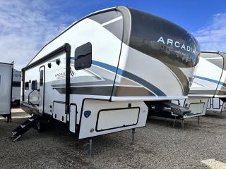 <p><strong>Affordable Bunk Model 5th Wheel!! Power Awning!  Electric Stabilizer Jacks! 220W Solar Panel! </strong></p><p><strong>Standard Features:</strong></p><p>Arcadia Select Package: Frameless Windows, Select Graphics & Wheel Package, 10 Cu Ft 12V Refrigerator, .9 Cu Ft Microwave, 17 Oven, 15K BTU Air Conditioner, Detachable 50A Power Cord, Dual Zone Bluetooth Radio w/DVD Player, Tankless Water Heater, 40 TV, Heated and Enclosed Underbelly, Tri-Fold Sleeper Sofa, Rotoflex Pin Box, Max Turn Technology, Color Coded Wiring, Back Up Camera Prep, Receiver Hitch, Key TV, Giggy Box 12V Wiring Distrubution, Painted Fiberglass Front Cap, Dual Attic Vents, Pex Plumbing Lines, Sealed Pin Box, High Rise Kitchen Faucet, Residential Hardwood Cabinet Doors, Underbed Storage w/Strut Assist, Dual 30# LP Tanks, Full Size Spare Tire, Hyperdeck Flooring</p><p>Electric Stabilizer Jacks</p><p>Power Awning</p><p>Solar Flex Protect: 220W Solar Panel, 30A Charge Controller, Inverter Prep, Portable Solar Port</p>