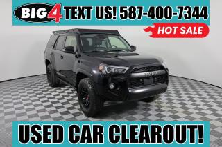 Come get our 2024 Toyota 4Runner TRD Pro 4WD and confidently conquer your next challenge in Midnight Black Metallic! Motivated by a 4.0 Litre V6 offering 270hp to a 5 Speed Automatic transmission tuned for serious capability. This Four Wheel Drive SUV is built to explore with specially tuned front springs, Multi-Terrain Select, active traction control, TRD/FOX shocks, and crawl control, and it achieves approximately 12.4L/100km on the highway. A rugged and robust design helps our 4Runner stand out with a power sunroof, a stamped TRD front skid plate, LED lighting, fog lamps, matte-black alloy wheels, a TRD roof rack, and a power liftgate window.

Our TRD Pro cabin is a mobile command post with heated SofTex power front seats with TRD headrests, a folding second row, a heated leather steering wheel, dual-zone automatic climate control, keyless access/ignition, a 120V power outlet, and an overhead control console. Digital benefits include Dynamic Navigation, JBL audio, an 8-inch touchscreen, voice control, WiFi compatibility, Android Auto®/Apple CarPlay®, and Bluetooth®.

Toyota provides the safety you seek with intelligent tech like blind-spot monitoring, a multi-terrain monitor, adaptive cruise control, automatic braking, a rearview camera, lane-departure alert, hill start assistance, and more. An eager travel companion, our 4Runner TRD Pro is ready to take control! Save this Page and Call for Availability. We Know You Will Enjoy Your Test Drive Toward Ownership!
