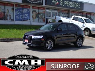 <b>ONLY 86,000 KMS !! BLUETOOTH, STEERING WHEEL AUDIO CONTROLS, CRUISE CONTROL, PANORAMIC SUNROOF, LEATHER, POWER DRIVER SEAT, HEATED SEATS, CLIMATE CONTROL, POWER LIFTGATE, RAIN SENSING WIPERS, 18-INCH ALLOY WHEELS</b><br>      This  2016 Audi Q3 is for sale today. <br> <br>This Audi Q3 is the perfect fit for your city lifestyle - big enough for you and your gear to get into easily, yet the right size for an everyday drive. While the dimensions of the Q3 are tailored to its natural habitat of crowded cities, the adventurous spirit of this vehicle can hardly be contained. Perfectly balanced and elegantly designed, this Q3 rewards city tastes that beg to be taken far afield. This  coupe has 85,417 kms. Its  black in colour  . It has an automatic transmission and is powered by a  200HP 2.0L 4 Cylinder Engine. <br> <br> Our Q3s trim level is 2.0T Komfort. This Q3 is far more than your typical entry level SUV with features like a panoramic roof, heated leather seats, a power liftgate, keyless entry, cruise control, steering wheel controls, and a 10-speaker sound system with Bluetooth and SiriusXM capability. This vehicle has been upgraded with the following features: Power Liftgate, Leather Seats, Heated Front Seats, Drivers Power Seat, Panoramic Roof, Bluetooth, Rain Sensing Wipers. <br> <br>To apply right now for financing use this link : <a href=https://www.cmhniagara.com/financing/ target=_blank>https://www.cmhniagara.com/financing/</a><br><br> <br/><br>Trade-ins are welcome! Financing available OAC ! Price INCLUDES a valid safety certificate! Price INCLUDES a 60-day limited warranty on all vehicles except classic or vintage cars. CMH is a Full Disclosure dealer with no hidden fees. We are a family-owned and operated business for over 30 years! o~o