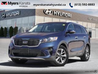 <b>Leather Seats,  Heated Seats,  Premium Sound Package,  Memory Seats,  Rear View Camera!</b><br> <br>    With a host of luxury features and technology designed to make your drive safer and easier, this Kia Sorento is ready to be the next member of your family. This  2019 Kia Sorento is fresh on our lot in Kanata. <br> <br>This 2019 Kia Sorento is a classy, comfortable, and capable SUV that is built to be the perfect family hauler. It boasts one of the best designed and built interiors within its class, and an elegant exterior design that is sure to capture attention. It delivers a responsive handling feel, while also being very restrained and supple regardless of the road condition. This Kia Sorento does just about everything with grace, confidence and style.This  SUV has 85,514 kms. Its  blue in colour  . It has an automatic transmission and is powered by a  290HP 3.3L V6 Cylinder Engine. <br> <br> Our Sorentos trim level is EX. Efficient yet powerful, the 2018 Kia Sorento EX Turbo boasts an abundance of upgraded features such as automatic full time all wheel drive, larger alloy wheels, an enhanced 7 inch touchscreen display with a 6 speaker stereo, SiriusXM satellite radio, Apple CarPlay, Android Auto, Bluetooth streaming audio and voice activation technology, power heated side mirrors with turn signal indicators, roof rack rails, front fog lamps, power windows, heated leather bucket seats, a proximity key for push button start, memory seats and mirrors settings, blind spot sensor, rear collision sensor, back up camera and much more. This vehicle has been upgraded with the following features: Leather Seats,  Heated Seats,  Premium Sound Package,  Memory Seats,  Rear View Camera,  Streaming Audio,  Blind Spot Detection. <br> <br>To apply right now for financing use this link : <a href=https://www.myerskanatahyundai.com/finance/ target=_blank>https://www.myerskanatahyundai.com/finance/</a><br><br> <br/><br> Buy this vehicle now for the lowest weekly payment of <b>$80.57</b> with $0 down for 96 months @ 8.99% APR O.A.C. ( Plus applicable taxes -  and licensing fees   ).  See dealer for details. <br> <br>Smart buyers buy at Myers where all cars come Myers Certified including a 1 year tire and road hazard warranty (some conditions apply, see dealer for full details.)<br> <br>This vehicle is located at Myers Kanata Hyundai 400-2500 Palladium Dr Kanata, Ontario.<br>*LIFETIME ENGINE TRANSMISSION WARRANTY NOT AVAILABLE ON VEHICLES WITH KMS EXCEEDING 140,000KM, VEHICLES 8 YEARS & OLDER, OR HIGHLINE BRAND VEHICLE(eg. BMW, INFINITI. CADILLAC, LEXUS...)<br> Come by and check out our fleet of 30+ used cars and trucks and 40+ new cars and trucks for sale in Kanata.  o~o
