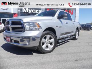 <b>Bluetooth,  SiriusXM,  Aluminum Wheels,  Air Conditioning,  Power Windows!</b><br> <br>  Compare at $30384 - Our Price is just $29499! <br> <br>   Reliable, dependable, and innovative, this Ram 2018 1500 proves that it has what it takes to get the job done right. This  2018 Ram 1500 is fresh on our lot in Orleans. <br> <br>The reasons why this Ram 1500 stands above the well-respected competition are evident: uncompromising capability, proven commitment to safety and security, and state-of-the-art technology. From its muscular exterior to the well-trimmed interior, this 2018 Ram 1500 is more than just a workhorse. Get the job done in comfort and style with this amazing full size truck. This  Crew Cab 4X4 pickup  has 87,647 kms. Its  bright silver metallic in colour  . It has an automatic transmission and is powered by a  395HP 5.7L 8 Cylinder Engine.  It may have some remaining factory warranty, please check with dealer for details. <br> <br> Our 1500s trim level is SLT. This Ram 1500 SLT is a great blend of features, value, and capability. It comes with a Uconnect infotainment system with Bluetooth streaming audio and hands-free communication, SiriusXM, a mini trip computer,  air conditioning, cruise control, power windows, power doors with remote keyless entry, aluminum wheels, six airbags, chrome bumpers, and more. This vehicle has been upgraded with the following features: Bluetooth,  Siriusxm,  Aluminum Wheels,  Air Conditioning,  Power Windows,  Power Doors,  Cruise Control. <br> To view the original window sticker for this vehicle view this <a href=http://www.chrysler.com/hostd/windowsticker/getWindowStickerPdf.do?vin=1C6RR7LT3JS147003 target=_blank>http://www.chrysler.com/hostd/windowsticker/getWindowStickerPdf.do?vin=1C6RR7LT3JS147003</a>. <br/><br> <br/><br>We are proud to regularly serve our clients and ready to help you find the right car that fits your needs, your wants, and your budget.And, of course, were always happy to answer any of your questions.Proudly supporting Ottawa, Orleans, Vanier, Barrhaven, Kanata, Nepean, Stittsville, Carp, Dunrobin, Kemptville, Westboro, Cumberland, Rockland, Embrun , Casselman , Limoges, Crysler and beyond! Call us at (613) 824-8550 or use the Get More Info button for more information. Please see dealer for details. The vehicle may not be exactly as shown. The selling price includes all fees, licensing & taxes are extra. OMVIC licensed.Find out why Myers Orleans Nissan is Ottawas number one rated Nissan dealership for customer satisfaction! We take pride in offering our clients exceptional bilingual customer service throughout our sales, service and parts departments. Located just off highway 174 at the Jean DÀrc exit, in the Orleans Auto Mall, we have a huge selection of Used vehicles and our professional team will help you find the Nissan that fits both your lifestyle and budget. And if we dont have it here, we will find it or you! Visit or call us today.<br>*LIFETIME ENGINE TRANSMISSION WARRANTY NOT AVAILABLE ON VEHICLES WITH KMS EXCEEDING 140,000KM, VEHICLES 8 YEARS & OLDER, OR HIGHLINE BRAND VEHICLE(eg. BMW, INFINITI. CADILLAC, LEXUS...)<br> Come by and check out our fleet of 50+ used cars and trucks and 90+ new cars and trucks for sale in Orleans.  o~o