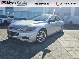 <b>Bluetooth,  Rear View Camera,  OnStar,  Aluminum Wheels!</b><br> <br>  Compare at $13388 - Our Price is just $12998! <br> <br>   Offering impressive safety, exceptional efficiency and seamless connectivity, the Malibu is thoughtfully engineered with everything you expect and more. This  2017 Chevrolet Malibu is fresh on our lot in Kanata. <br> <br>This 2017 Chevrolet Malibu has a very spacious interior carefully tailored to your needs and the needs of your passengers. An intuitive center console puts controls exactly where you need them, while its built-in USB ports and an bluetooth connectivity offer plenty of options for keeping your compatible devices connected at all times. The interior has more rear-seat legroom than ever before, while the materials and overall interior and exterior design lend an upscale look. This  sedan has 188,175 kms. Its  silver ice metallic in colour  . It has an automatic transmission and is powered by a  160HP 1.5L 4 Cylinder Engine.  <br> <br> Our Malibus trim level is LS. This Malibu LS comes with stylish aluminum wheels, a 7 inch colour touchscreen with Chevrolet MyLink Radio featuring Android Auto and Apple CarPlay plus bluetooth streaming audio, OnStar, teen driver technology, a rear vision camera plus power windows and door locks. This vehicle has been upgraded with the following features: Bluetooth,  Rear View Camera,  Onstar,  Aluminum Wheels. <br> <br>To apply right now for financing use this link : <a href=https://www.myersvw.ca/en/form/new/financing-request-step-1/44 target=_blank>https://www.myersvw.ca/en/form/new/financing-request-step-1/44</a><br><br> <br/><br>Backed by Myers Exclusive NO Charge Engine/Transmission for life program lends itself for your peace of mind and you can buy with confidence. Call one of our experienced Sales Representatives today and book your very own test drive! Why buy from us? Move with the Myers Automotive Group since 1942! We take all trade-ins - Appraisers on site - Full safety inspection including e-testing and professional detailing prior delivery! Every vehicle comes with a free Car Proof History report.<br><br>*LIFETIME ENGINE TRANSMISSION WARRANTY NOT AVAILABLE ON VEHICLES MARKED AS-IS, VEHICLES WITH KMS EXCEEDING 140,000KM, VEHICLES 8 YEARS & OLDER, OR HIGHLINE BRAND VEHICLES (eg.BMW, INFINITI, CADILLAC, LEXUS...). FINANCING OPTIONS NOT AVAILABLE ON VEHICLES MARKED AS-IS OR AS-TRADED.<br> Come by and check out our fleet of 40+ used cars and trucks and 90+ new cars and trucks for sale in Kanata.  o~o