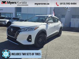 <b>Low Mileage, Heated Seats,  Heated Steering Wheel,  Remote Start,  Apple CarPlay,  Android Auto!</b><br> <br>  Compare at $25749 - Our Price is just $24999! <br> <br>   Cut through the city in the stylish Kicks that is always the center of attention. This  2022 Nissan Kicks is for sale today in Kanata. <br> <br>This Kicks did not take any shortcuts, but it is offering you a shortcut to possibility. Make the most of every day with intelligent features that help you express your personal style and feel your playlist with the incredible infotainment system. It really is time you put you first, and this 2022 Kicks is here for it.This low mileage  SUV has just 15,515 kms. Its  aspen white tricoat in colour  . It has an automatic transmission and is powered by a  1.6L I4 16V MPFI DOHC engine. <br> <br> Our Kickss trim level is SV. Step up to this SV trim for stylish aluminum wheels, automatic temperature control, the Nissan Intelligent Key with remote start, a heated steering wheel, heated seats, and SiriusXM. This Kicks offers a ton of style and is built to your beat, featuring touchscreen infotainment with Apple CarPlay, Android Auto, Bluetooth, and Siri Eyes Free. The spirited performance is further enhanced with advanced safety features like emergency braking, lane departure warning, high beam assist, blind spot detection, rear parking sensors, and a rearview camera. This vehicle has been upgraded with the following features: Heated Seats,  Heated Steering Wheel,  Remote Start,  Apple Carplay,  Android Auto,  Lane Departure Warning,  Highbeam Assist. <br> <br>To apply right now for financing use this link : <a href=https://www.myersvw.ca/en/form/new/financing-request-step-1/44 target=_blank>https://www.myersvw.ca/en/form/new/financing-request-step-1/44</a><br><br> <br/><br>Backed by Myers Exclusive NO Charge Engine/Transmission for life program lends itself for your peace of mind and you can buy with confidence. Call one of our experienced Sales Representatives today and book your very own test drive! Why buy from us? Move with the Myers Automotive Group since 1942! We take all trade-ins - Appraisers on site - Full safety inspection including e-testing and professional detailing prior delivery! Every vehicle comes with a free Car Proof History report.<br><br>*LIFETIME ENGINE TRANSMISSION WARRANTY NOT AVAILABLE ON VEHICLES MARKED AS-IS, VEHICLES WITH KMS EXCEEDING 140,000KM, VEHICLES 8 YEARS & OLDER, OR HIGHLINE BRAND VEHICLES (eg.BMW, INFINITI, CADILLAC, LEXUS...). FINANCING OPTIONS NOT AVAILABLE ON VEHICLES MARKED AS-IS OR AS-TRADED.<br> Come by and check out our fleet of 40+ used cars and trucks and 120+ new cars and trucks for sale in Kanata.  o~o