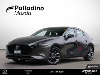 <b>Low Mileage, Heads Up Display,  Sunroof,  Navigation,  Leather Seats,  Premium Audio!</b><br> <br>    Every consideration has been made so this Mazda feels as if it were built just for you. This  2022 Mazda Mazda3 is fresh on our lot in Sudbury. <br> <br>Like all Mazdas, this 2022 Mazda3 was built with one thing in mind: you. Born from our obsession with creating beautiful vehicles and expressed through our design language called Kodo: which means Soul of Motion Mazda aimed to capture movement, even while standing still. Stepping inside its elegant and airy cabin, youll feel right at home with ultra comfortable seats, a perfectly positioned steering wheel, and top notch technology for the modern era.This low mileage  hatchback has just 29,221 kms. Its  machine gray in colour  . It has an automatic transmission and is powered by a  2.5L I4 16V GDI DOHC engine. <br> <br> Our Mazda3s trim level is GT. Upgrading to this ultra premium Mazda3 GT is a great choice that includes a power sunroof, heads up display, leather heated seats, a luxurious heated steering wheel, dual-zone climate control and larger aluminum wheels. It also includes an adaptive headlight system, advanced keyless entry, and a 8.8 inch wide colour display that is paired with built in navigation, Android Auto, Apple CarPlay and Mazda Connect. Additional features includes SiriusXM, smart city brake support, lane-keep assist with lane departure warning, advanced blind spot monitoring with rear cross traffic alert, a 360 degree camera, forward collision braking, front and rear park assist, and a 10 way power driver seat to add safety and convenience. This vehicle has been upgraded with the following features: Heads Up Display,  Sunroof,  Navigation,  Leather Seats,  Premium Audio,  Memory Seats,  Heated Seats. <br> <br>To apply right now for financing use this link : <a href=https://www.palladinomazda.ca/finance/ target=_blank>https://www.palladinomazda.ca/finance/</a><br><br> <br/><br>Palladino Mazda in Sudbury Ontario is your ultimate resource for new Mazda vehicles and used Mazda vehicles. We not only offer our clients a large selection of top quality, affordable Mazda models, but we do so with uncompromising customer service and professionalism. We takes pride in representing one of Canadas premier automotive brands. Mazda models lead the way in terms of affordability, reliability, performance, and fuel efficiency.The advertised price is for financing purchases only. All cash purchases will be subject to an additional surcharge of $2,501.00. This advertised price also does not include taxes and licensing fees.<br> Come by and check out our fleet of 90+ used cars and trucks and 90+ new cars and trucks for sale in Sudbury.  o~o