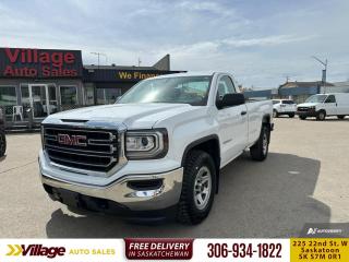 <b>Cruise Control,  Air Conditioning,  Power Doors!</b><br> <br> We sell high quality used cars, trucks, vans, and SUVs in Saskatoon and surrounding area.<br> <br>   This GMC Sierras cabin is engineered to provide you and your passengers with the quietest, most comfortable experience possible. This  2018 GMC Sierra 1500 is for sale today. <br> <br>This 2018 GMC Sierras expertly crafted body and premium materials form a striking appearance inside and out. Thanks to its stunning GMC Signature LED lighting that further enhance its bold and advanced design, this Sierra offers a Professional Grade truck thats built for anything you put in front of it. One look inside this handsome truck and youll find premium materials such as a soft-touch instrument panel, superior comfort in its seats, and advanced safety features making the Sierra, an all around complete package. This  Regular Cab pickup  has 94,248 kms. Its  white in colour  . It has a 6 speed automatic transmission and is powered by a  355HP 5.3L 8 Cylinder Engine.  It may have some remaining factory warranty, please check with dealer for details. <br> <br> Our Sierra 1500s trim level is Base. This dependable Sierra comes with many excellent features to help you get the job done right the first time. Standard equipment includes power door locks, single zone air conditioning, cruise control, HID projector-beam headlamps with signature LED accents plus a rubberized floor to help keep it easy to clean!  This vehicle has been upgraded with the following features: Cruise Control,  Air Conditioning,  Power Doors. <br> <br>To apply right now for financing use this link : <a href=https://www.villageauto.ca/car-loan/ target=_blank>https://www.villageauto.ca/car-loan/</a><br><br> <br/><br> Buy this vehicle now for the lowest bi-weekly payment of <b>$148.09</b> with $0 down for 84 months @ 5.99% APR O.A.C. ( Plus applicable taxes -  Plus applicable fees   ).  See dealer for details. <br> <br><br> Village Auto Sales has been a trusted name in the Automotive industry for over 40 years. We have built our reputation on trust and quality service. With long standing relationships with our customers, you can trust us for advice and assistance on all your motoring needs. </br>

<br> With our Credit Repair program, and over 250 well-priced vehicles in stock, youll drive home happy, and thats a promise. We are driven to ensure the best in customer satisfaction and look forward working with you. </br> o~o