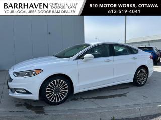Just IN... Local Trade-In 2017 Ford Fusion SE AWD. Some of the Feature Options included in the Trim Package are 2.0L L4 Ecoboost Engine, 6-speed automatic transmission with manual mode, 18-inch premium painted dark stainless wheels, All-wheel drive, Power moonroof and universal garage door opener, Leather-trimmed seats, Heated, power driver and front passenger seats, 10-way power drivers seat with 2 memory settings, 6-way power front passengers seat, 8-inch LCD touchscreen, Navigation System, Rear View Camera, Parking Distance Sensor, AM/FM/CD stereo radio, Dual-zone electronic automatic temperature control, Intelligent Key System, Remote Starter, USB Connector & More. The Fusion has gone through a Detail Cleaning and is all ready for YOU. Nobody deals like Barrhaven Jeep Dodge Ram, come and see us today and we will show you why!!