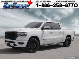 OHHHHH YEAHHHHHH MAMA!!! WHAT A DEAL!!! 2021 RAM 1500 SPORT NIGHT CREW CAB 4X4!!! Equipped with a powerful 5.7L HEMI Engine, Automatic Transmission, Premium Leather Faced Seating for Five, 22in Blackout Alloys, 12in Touchscreen with Navigation, Alpine Sounds System, Front and Rear Parking Sensors, Sport Hood, Side Steps, Tri-Fold Tonneau Cover, Spray in Liner, Hitch, Heated Seats, Vented Seating, Heated Steering, Remote Start, Panoramic Sunroof, Auto Highbeams, Dual Climate, Auto Windsheild, Bluetooth, Push Button Start, CarPlay/Android, Rear Camera and so much more!! Are you on the Hunt for the perfect car in Ontario? Look no further than our car dealership! Our NON-COMMISSION sales team members are dedicated to providing you with the best service in town. Whether youre looking for a sleek pickup truck or a spacious family vehicle, our team has got you covered. Visit us today and take a test drive - we promise you wont be disappointed! Call 905-876-2580 or Email us at sales@huntchrysler.com