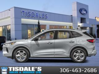 <b>Sunroof, Cold Weather Package, Tech Package!</b><br> <br> <br> <br>Check out the large selection of new Fords at Tisdales today!<br> <br>  This 2024 Ford Escape is engineered to be powerful, comfortable, and of course, stylish. <br> <br>This Ford Escape was built for an active lifestyle and offers plenty of options for you to hit the road in your own individual style. Whether you need a family SUV for soccer practice, a capable adventure vehicle, or both, the versatile Ford Escape has you covered. Built for those who live on the go, the 2024 Ford Escape is made to be unstoppable.<br> <br> This iconic silver metallic SUV  has an automatic transmission and is powered by a  180HP 1.5L 3 Cylinder Engine.<br> <br> Our Escapes trim level is ST-Line. This sporty ST-Line adds on aluminum wheels, body colored exterior styling and ActiveX synthetic leather seating upholstery, along with amazing standard features such as a power-operated liftgate for rear cargo access, LED headlights with automatic high beams, an 8-inch infotainment screen powered by SYNC 4 with wireless Apple CarPlay and Android Auto, FordPass Connect with 4G mobile internet hotspot access, and proximity keyless entry with push button start. Road safety features include blind spot detection, pre-collision assist with automatic emergency braking and a back-up camera, lane keeping assist, lane departure warning, and front and rear collision mitigation. Additional features include dual-zone climate control, front and rear cupholders, smart device remote engine start, and even more. This vehicle has been upgraded with the following features: Sunroof, Cold Weather Package, Tech Package. <br><br> View the original window sticker for this vehicle with this url <b><a href=http://www.windowsticker.forddirect.com/windowsticker.pdf?vin=1FMCU9MN0RUA79134 target=_blank>http://www.windowsticker.forddirect.com/windowsticker.pdf?vin=1FMCU9MN0RUA79134</a></b>.<br> <br>To apply right now for financing use this link : <a href=http://www.tisdales.com/shopping-tools/apply-for-credit.html target=_blank>http://www.tisdales.com/shopping-tools/apply-for-credit.html</a><br><br> <br/>    3.99% financing for 84 months. <br> Buy this vehicle now for the lowest bi-weekly payment of <b>$278.30</b> with $0 down for 84 months @ 3.99% APR O.A.C. ( Plus applicable taxes -  $699 administration fee included in sale price.   ).  Incentives expire 2024-04-30.  See dealer for details. <br> <br>Tisdales is not your standard dealership. Sales consultants are available to discuss what vehicle would best suit the customer and their lifestyle, and if a certain vehicle isnt readily available on the lot, one will be brought in. o~o