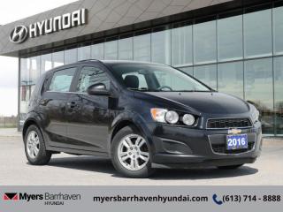 <b>Heated Seats,  Bluetooth,  OnStar,  Remote Keyless Entry,  Chrome Accessories!</b><br> <br>  Compare at $10276 - Our Price is just $9977! <br> <br>   The Chevrolet Sonic offers the maneuverability of a small car with an array of desirable amenities and a chic design. This  2016 Chevrolet Sonic is fresh on our lot in Ottawa. <br> <br>When it comes to safety, the Chevrolet Sonic has quite the track record. The 2016 Sonic received a 5-Star Overall Vehicle Score for Safety from the U.S. National Highway Traffic Safety Administration (NHTSA), and the 2015 Sonic was named a 2015 Top Safety Pick by the Insurance Institute of Highway Safety (IIHS). Plus it is also the first and only car in its class to offer 10 standard airbags.This  sedan has 143,810 kms. Its  black in colour  . It has an automatic transmission and is powered by a  138HP 1.4L 4 Cylinder Engine.  It may have some remaining factory warranty, please check with dealer for details. <br> <br> Our Sonics trim level is LT. A trim level above the LS, this 2016 Chevrolet Sonic LT comes with heated front bucket seats, air conditioning, rear vision camera, MyLink with Bluetooth and SiriusXM, OnStar 4G LTE with Wi-Fi Hotspot compatibility, cruise control, and a 6-speaker premium audio system and USB port. This vehicle has been upgraded with the following features: Heated Seats,  Bluetooth,  Onstar,  Remote Keyless Entry,  Chrome Accessories,  Power Windows,  Siriusxm. <br> <br/><br> Buy this vehicle now for the lowest bi-weekly payment of <b>$83.39</b> with $0 down for 72 months @ 6.99% APR O.A.C. ( Plus applicable taxes -  & fees   ).  See dealer for details. <br> <br>*LIFETIME ENGINE TRANSMISSION WARRANTY NOT AVAILABLE ON VEHICLES WITH KMS EXCEEDING 140,000KM, VEHICLES 8 YEARS & OLDER, OR HIGHLINE BRAND VEHICLE(eg. BMW, INFINITI. CADILLAC, LEXUS...)<br> Come by and check out our fleet of 30+ used cars and trucks and 100+ new cars and trucks for sale in Ottawa.  o~o