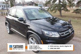 <p><strong>EXCELLENT CONDITION LEATHER SUNROOF ALL WHEEL DRIVE</strong></p>

<p>Our 2016 Volkswagen Tiguan has been through a <strong>presale inspection fresh full synthetic oil service. new front brakes. Carfax reports no serious collisions. Financing available on site. Trades encouraged, aftermarket warranties available to fit every need and budget.</strong> If you want your compact crossover to be a rewarding driving machine, the Volkswagen Tiguan should hit the spot. It's not the newest or most spacious vehicle in its class, but it counters with confident, eager turbocharged power and an unusually composed driving feel. The Tiguan stands in contrast to virtually every other compact crossover SUV by emphasizing refinement, performance and interior quality over utility, versatility and general family hauling activities. There's also a responsiveness and indisputable Germanic refinement to the Tiguan that makes it more pleasurable to drive than the typical small SUV. Hit the gas and the standard 200-horsepower turbocharged four-cylinder engine delivers energetic acceleration that's among the quickest in the segment. antilock disc brakes, traction and stability control, front side airbags, full-length side curtain airbags and a rearview camera. In government crash testing, the Tiguan received four out of five stars for overall crash protection, with three stars for total frontal impact protection and five stars for total side impact protection. The Insurance Institute for Highway Safety gave the Tiguan its top rating of "Good" in the moderate-overlap frontal-offset, side-impact and roof strength crash tests. R-Line adds foglights, additional power driver seat adjustments including power lumbar, a power reclining front passenger seat, a 6.3-inch touchscreen, VW Car-Net smartphone connectivity and emergency communications and satellite radio. It also includes special performance and styling elements that include 19-inch wheels, a sport-tuned suspension, special "R-Line" styling flourishes and a sport steering wheel with transmission paddle shifters.</p>

<p><span style=color:#2980b9><strong>Siman Auto Sales is large enough to make a difference but small enough to care. We are family owned and operated, and have been proudly serving Saskatchewan car buyers since 1998. We offer on site financing, consignment, automotive repair and over 90 preowned vehicles to choose from.</strong></span></p>