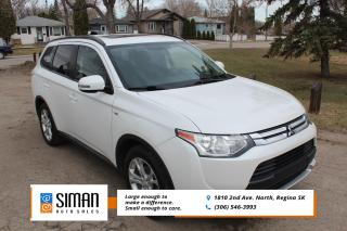 <p><strong>7 PASSENGER V6 ALL WHEEL DRIVE </strong></p>

<p>Our Mitsubishi Outlander has been through a <strong>presale inspection fresh full synthetic oil service. New Brakes. Carfax reports Saskatchewan vehicle with good service records. Financing available on site Trades Encouraged. Aftermarket warranties ti fit every need and budget. </strong>3.0-liter V6 that produces 224 hp and 215 lb-ft of torque. A conventional six-speed automatic and all-wheel drive are standard. Standard safety features on the 2015 Mitsubishi Outlander include antilock disc brakes, traction and stability control, hill-start assist, a driver-side knee airbag, front seat side airbags and side curtain airbags. In government crash testing, the Outlander with all-wheel drive earned a top five-star rating for overall crash protection, with four stars for total frontal-impact protection and five stars for side-impact protection. Front-drive Outlanders have the same front and side ratings, but one less star for overall protection. The Insurance Institute for Highway Safety gave all Outlanders the best possible rating of "Good" in the small-overlap frontal offset, moderate-overlap frontal offset, side-impact and roof strength tests. Its seat/head restraint design was rated "Good" for whiplash protection in rear impacts.</p>

<p><span style=color:#2980b9><strong>Siman Auto Sales is large enough to make a difference but small enough to care. We are family owned and operated, and have been proudly serving Saskatchewan car buyers since 1998. We offer on site financing, consignment, automotive repair and over 90 preowned vehicles to choose from.</strong></span></p>