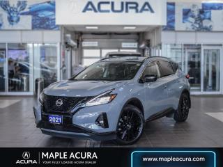 Navigation System, Bluetooth, Market Value Pricing, Not a Rental, Local Trade, 30 Day 1,000km safety related and 90 Day 5,000 km engine and transmission warranty, ** All vehicles are all in priced, No additional fees are applied., Ask us about including Acuras 40 month Tire and Rim warranty., CVT with Xtronic, AWD, 11 Speakers, Air Conditioning, Alloy wheels, Dual front side impact airbags, Four wheel independent suspension, Heated front seats, Memory seat, Navigation system: NissanConnect Navigation, NissanConnect featuring Apple CarPlay and Android Auto, Overhead airbag, Power driver seat, Power Liftgate, Power moonroof, Radio: AM/FM/CD/MP3/WMA NissanConnect w/Navigation, Rear window defroster, Security system, Spoiler.

Recent Arrival! 2021 Nissan Murano Midnight Edition
3.5L 6-Cylinder DOHC 24V CVT with Xtronic AWD

Odometer is 18383 kilometers below market average!


** All vehicles are all in priced, No additional fees are applied. Buying an used vehicle from Maple Acura is always a safe investment. We know you want to be confident in your choice and we want you to be fully satisfied. Thats why ALL our used vehicles come with our limited warranty peace of mind package included in the price. No questions, no discussion - 30 days or 1,000 km safety related warranty 90 days or 5,000 kilometre powertrain coverage. From the day you pick up your new car you can rest assured that we have you covered.