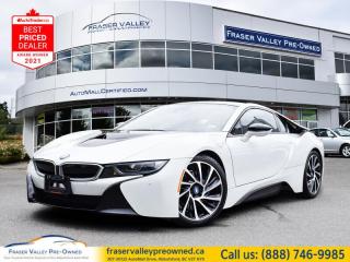 Pay No PST and NO Luxury Tax on this Hard-to-find, Fully Electric 2017 BMW I8!  
 
Options/Features:
- Clean Title
- Local Car
- No PST
- No Luxury Tax
- Automatic Transmission
- 8.8-inch Touchscreen BMW Infotainment System
- Navigation System
- Back-Up Camera
- Heated Seats
- Upgraded Harman/Kardon Speaker System
+ much, much more!
 
 It is said that the journey is more enjoyable than the destination; this is undoubtedly true behind the wheel of the BMW i8. This  2017 BMW i8 is located at our be-spoke auto gallery in the Fraser Valley Auto Mall. 
 
Putting impressive power and control into the driver’s hands has been a signature of BMW from the very beginning - and with the BMW i8, the tradition continues. Its electric motor gets its power from a 7.1 kW lithium-ion battery and works together with an impressive TwinPower turbo 3-cylinder combustion engine, for a combined total system output of 357 hp and 420 lb-ft of torque. With all of this power, the BMW i8 is launched from full stop to 60 mph in a breathtaking 4.2 seconds. This BMW i8 is also paired with high end interior materials to create an unforgettable driving experience. This low mileage  coupe has just 37,940 kms. Its  nice in colour  . It has a 6 speed auto transmission and is powered by a  357HP 1.5L 3 Cylinder Engine.  It may have some remaining factory warranty, please check with dealer for details. 
 
 Our i8s trim level is 2dr Cpe. The pinnacle of technological advancement, this BMW i8 2 door coupe gives a new meaning to hybrid super-cars. One would expect the highest of all technological options to be fitted to such a masterpiece and this i8 definitely delivers. Features include a multicast premium Harman Kardon sound system comprising 11 speakers, SiriusXM satellite radio, integrated voice activated navigation, heated front bucket seats, twin bucket rear seats, Spheric leather/cloth upholstery, a 360 degree camera view, front and rear parking sensors, lane departure warning, front and rear collision warning, BMW assist eCall emergency S.O.S, auto dimming mirrors and much more.
 
To apply right now for financing use this link : https://www.fraservalleypreowned.ca/abbotsford-car-loan-application-british-columbia
 
 

| Our Quality Guarantee: We maintain the highest standard of quality that is required for a Pre-Owned Dealership to operate in an Auto Mall. We provide an independent 360-degree inspection report through licensed 3rd Party mechanic shops. Thus, our customers can rest assured each vehicle will be a reliable, and responsible purchase.  |  Purchase Disclaimer: Your selected vehicle may have a differing finance and cash prices. When viewing our vehicles on third party  marketplaces, please click over to our website to verify the correct price for the vehicle. The Sale Price on third party websites will always reflect the Finance Price of our vehicles. If you are making a Cash Purchase, please refer to our website for the Cash Price of the vehicle.  | All prices are subject to and do not include, a $995 Finance Fee, and a $695 Document Fee.   These fees as well as taxes, are included in all listed listed payment quotes. Please speak with Dealer for full details and exact numbers.  o~o