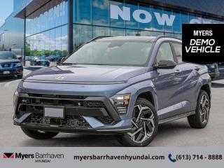 <b>Cooled Seats,  Navigation,  Premium Audio,  360 Camera,  Sunroof!</b><br> <br> <br> <br>  Prepared for adventure, you can take this Kona out to connect with nature without ever losing connection to our high paced society. <br> <br>With more versatility than its tiny stature lets on, this Kona is ready to prove that big things can come in small packages. With an incredibly long feature list, this Kona is incredibly safe and comfortable, compatible with just about anything, and ready for lifes next big adventure. For distilled perfection in the busy crossover SUV segment, this Kona is the obvious choice.<br> <br> This meta blue SUV  has an automatic transmission and is powered by a  190HP 1.6L 4 Cylinder Engine.<br> <br> Our Konas trim level is N Line Ultimate AWD. Endless thrills and excitement are assured in this Kona N Line Ultimate, with performance upgrades and aggressive styling, as well as ventilated and heated seats, inbuilt navigation, Bose premium audio, and a 360 camera system. Also standard include heated steering wheel, adaptive cruise control, upgraded aluminum wheels, remote engine start, and an immersive dual-LCD dash display with a 12.3-inch infotainment screen bundled with Apple CarPlay, Android Auto and Bluelink+ selective service internet access. Safety features also include blind spot detection, lane keeping assist with lane departure warning, front pedestrian braking, and forward collision mitigation. This vehicle has been upgraded with the following features: Cooled Seats,  Navigation,  Premium Audio,  360 Camera,  Sunroof,  Climate Control,  Heated Steering Wheel.  This is a demonstrator vehicle driven by a member of our staff, so we can offer a great deal on it.<br><br> <br/> See dealer for details. <br> <br><br> Come by and check out our fleet of 30+ used cars and trucks and 90+ new cars and trucks for sale in Ottawa.  o~o