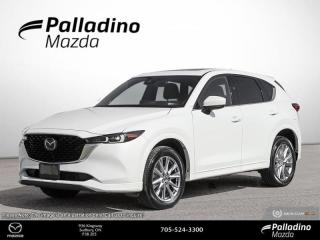<b>Premium Audio,  Cooled Seats,  HUD,  Sunroof,  Climate Control!</b><br> <br> <br> <br>  This Mazda CX-5s interior is one of the best in the class, offering great versatility and excellent fit and finish. <br> <br>This 2024 CX-5 strengthens the connection between vehicle and driver. Mazda designers and engineers carefully consider every element of the vehicles makeup to ensure that the CX-5 outperforms expectations and elevates the experience of driving. Powerful and precise, yet comfortable and connected, the 2024 CX-5 is purposefully designed for drivers, no matter what the conditions might be. <br> <br> This white SUV  has an automatic transmission and is powered by a  187HP 2.5L 4 Cylinder Engine.<br> <br> Our CX-5s trim level is GT. This performance driven GT offers more than a beefed up drivetrain. A sunroof above heated and cooled leather seats offers incredible luxury, while the heads up display shows you ultra modern technology. Listen to your favorite tunes through your navigation equipped infotainment system complete with Bose Premium Audio, Android Auto, Apple CarPlay, and many more connectivity features. A power liftgate offers convenience and lane keep assist, blind spot monitoring, and distance pacing cruise with stop and go helps you stay safe. This vehicle has been upgraded with the following features: Premium Audio,  Cooled Seats,  Hud,  Sunroof,  Climate Control,  Power Liftgate,  Leather Seats. <br><br> <br>To apply right now for financing use this link : <a href=https://www.palladinomazda.ca/finance/ target=_blank>https://www.palladinomazda.ca/finance/</a><br><br> <br/>    Certain customers may qualify for $750 Owner Loyalty Cash. Incentives expire 2024-04-30.  See dealer for details. <br> <br>Palladino Mazda in Sudbury Ontario is your ultimate resource for new Mazda vehicles and used Mazda vehicles. We not only offer our clients a large selection of top quality, affordable Mazda models, but we do so with uncompromising customer service and professionalism. We takes pride in representing one of Canadas premier automotive brands. Mazda models lead the way in terms of affordability, reliability, performance, and fuel efficiency.<br> Come by and check out our fleet of 90+ used cars and trucks and 90+ new cars and trucks for sale in Sudbury.  o~o