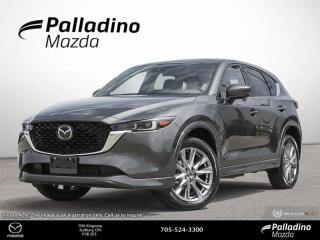 <b>Premium Audio,  Cooled Seats,  HUD,  Sunroof,  Climate Control!</b><br> <br> <br> <br>  This 2024 Mazda CX-5s dynamic handling and responsive steering stand out in a class that largely favors practicality over performance. <br> <br>This 2024 CX-5 strengthens the connection between vehicle and driver. Mazda designers and engineers carefully consider every element of the vehicles makeup to ensure that the CX-5 outperforms expectations and elevates the experience of driving. Powerful and precise, yet comfortable and connected, the 2024 CX-5 is purposefully designed for drivers, no matter what the conditions might be. <br> <br> This gray SUV  has an automatic transmission and is powered by a  2.5L I4 16V GDI DOHC engine.<br> <br> Our CX-5s trim level is GT. This performance driven GT offers more than a beefed up drivetrain. A sunroof above heated and cooled leather seats offers incredible luxury, while the heads up display shows you ultra modern technology. Listen to your favorite tunes through your navigation equipped infotainment system complete with Bose Premium Audio, Android Auto, Apple CarPlay, and many more connectivity features. A power liftgate offers convenience and lane keep assist, blind spot monitoring, and distance pacing cruise with stop and go helps you stay safe. This vehicle has been upgraded with the following features: Premium Audio,  Cooled Seats,  Hud,  Sunroof,  Climate Control,  Power Liftgate,  Leather Seats. <br><br> <br>To apply right now for financing use this link : <a href=https://www.palladinomazda.ca/finance/ target=_blank>https://www.palladinomazda.ca/finance/</a><br><br> <br/>    Incentives expire 2024-05-31.  See dealer for details. <br> <br>Palladino Mazda in Sudbury Ontario is your ultimate resource for new Mazda vehicles and used Mazda vehicles. We not only offer our clients a large selection of top quality, affordable Mazda models, but we do so with uncompromising customer service and professionalism. We takes pride in representing one of Canadas premier automotive brands. Mazda models lead the way in terms of affordability, reliability, performance, and fuel efficiency.<br> Come by and check out our fleet of 90+ used cars and trucks and 110+ new cars and trucks for sale in Sudbury.  o~o