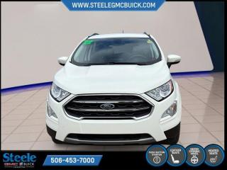 New Price!Diamond White 2022 Ford EcoSport Titanium | FOR SALE IN STEELE GMC FREDERCITON | 4WD 6-Speed Automatic 2.0L I4 Ti-VCT GDI* Market Value Pricing *.Certification Program Details: 80 Point Inspection Fresh Oil Change Full Vehicle Detail Full tank of Gas 2 Years Fresh MVI Brake through InspectionSteele GMC Buick Fredericton offers the full selection of GMC Trucks including the Canyon, Sierra 1500, Sierra 2500HD & Sierra 3500HD in addition to our other new GMC and new Buick sedans and SUVs. Our Finance Department at Steele GMC Buick are well-versed in dealing with every type of credit situation, including past bankruptcy, so all customers can have confidence when shopping with us!Steele Auto Group is the most diversified group of automobile dealerships in Atlantic Canada, with 47 dealerships selling 27 brands and an employee base of well over 2300.
