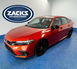 Recent Arrival! 2022 Honda Civic Si Si | Zacks Certified | Low Kms Certified. 6-Speed Manual FWD Blazing Orange Pearl 1.5L I4 Turbocharged DOHC 16V LEV3-ULEV50 200hp<br><br><br>Black/Red w/Fabric Seat Trim, Air Conditioning, AM/FM radio: SiriusXM, Apple CarPlay/Android Auto, Automatic temperature control, Exterior Parking Camera Rear, Front fog lights, Heated Front Sport Seats, Heated rear seats, Heated steering wheel, Leather Shift Knob, Navigation system: Honda Satellite-Linked Navigation System, Power moonroof, Power windows, Remote keyless entry, Turn signal indicator mirrors, Wheels: 18 Matte Black Aluminum-Alloy.<br><br>Certification Program Details: Fully Reconditioned | Fresh 2 Yr MVI | 30 day warranty* | 110 point inspection | Full tank of fuel | Krown rustproofed | Flexible financing options | Professionally detailed<br><br>This vehicle is Zacks Certified! Youre approved! We work with you. Together well find a solution that makes sense for your individual situation. Please visit us or call 902 843-3900 to learn about our great selection.<br><br>With 22 lenders available Zacks Auto Sales can offer our customers with the lowest available interest rate. Thank you for taking the time to check out our selection!