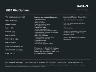 Used 2020 Kia Optima EX+ Local Vehicle | Apple Carplay for sale in Winnipeg, MB