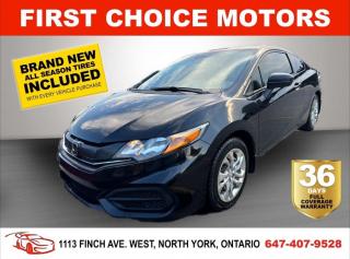 Welcome to First Choice Motors, the largest car dealership in Toronto of pre-owned cars, SUVs, and vans priced between $5000-$15,000. With an impressive inventory of over 300 vehicles in stock, we are dedicated to providing our customers with a vast selection of affordable and reliable options. <br><br>Were thrilled to offer a used 2014 Honda Civic LX, black color with 195,000km (STK#7210) This vehicle was $11990 NOW ON SALE FOR $9990. It is equipped with the following features:<br>- Manual Transmission<br>- Heated seats<br>- Bluetooth<br>- Power windows<br>- Power locks<br>- Power mirrors<br>- Air Conditioning<br><br>At First Choice Motors, we believe in providing quality vehicles that our customers can depend on. All our vehicles come with a 36-day FULL COVERAGE warranty. We also offer additional warranty options up to 5 years for our customers who want extra peace of mind.<br><br>Furthermore, all our vehicles are sold fully certified with brand new brakes rotors and pads, a fresh oil change, and brand new set of all-season tires installed & balanced. You can be confident that this car is in excellent condition and ready to hit the road.<br><br>At First Choice Motors, we believe that everyone deserves a chance to own a reliable and affordable vehicle. Thats why we offer financing options with low interest rates starting at 7.9% O.A.C. Were proud to approve all customers, including those with bad credit, no credit, students, and even 9 socials. Our finance team is dedicated to finding the best financing option for you and making the car buying process as smooth and stress-free as possible.<br><br>Our dealership is open 7 days a week to provide you with the best customer service possible. We carry the largest selection of used vehicles for sale under $9990 in all of Ontario. We stock over 300 cars, mostly Hyundai, Chevrolet, Mazda, Honda, Volkswagen, Toyota, Ford, Dodge, Kia, Mitsubishi, Acura, Lexus, and more. With our ongoing sale, you can find your dream car at a price you can afford. Come visit us today and experience why we are the best choice for your next used car purchase!<br><br>All prices exclude a $10 OMVIC fee, license plates & registration  and ONTARIO HST (13%)