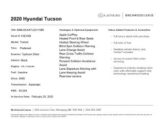 Used 2020 Hyundai Tucson Preferred AWD | Accident Free | CarPlay for sale in Winnipeg, MB