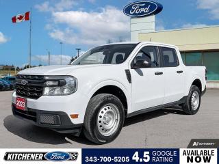Oxford White 2023 Ford Maverick XL 4D Crew Cab 2.5L I4 SMPI Hybrid DOHC 16V LEV3-ULEV50 CVT FWD 2.5L I4 SMPI Hybrid DOHC 16V LEV3-ULEV50, 4G LTE Wi-Fi Hotspot Removal, 4-Wheel Disc Brakes, 6 Speakers, ABS brakes, Air Conditioning, AM/FM radio, Apple CarPlay/Android Auto, Auto High-beam Headlights, Automatic temperature control, Axle Ratio: TBD, Block heater, Brake assist, Bumpers: body-colour, Cloth Front Bucket Seats, Compass, Delay-off headlights, Driver door bin, Driver vanity mirror, Dual front impact airbags, Dual front side impact airbags, Electronic Stability Control, Equipment Group 100A Standard, Exterior Parking Camera Rear, Front anti-roll bar, Front Bucket Seats, Front License Plate Bracket, Front reading lights, Front wheel independent suspension, Fully automatic headlights, Illuminated entry, Knee airbag, Low tire pressure warning, Occupant sensing airbag, Outside temperature display, Overhead airbag, Overhead console, Panic alarm, Passenger door bin, Passenger vanity mirror, Power steering, Power windows, Radio data system, Radio: AM/FM Stereo w/6 Speakers, Rear anti-roll bar, Rear step bumper, Remote keyless entry, Speed control, Speed-sensing steering, Steering wheel mounted audio controls, Telescoping steering wheel, Tilt steering wheel, Traction control, Trip computer, Wheels: 17 Steel w/Sparkle Silver-Painted Covers.