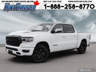 YOU WANT IT??? YOU GOT IT!!! 2024 RAM 1500 SPORT NIGHT EDITION CREW CAB!!!! Equipped with a 5.7L HEMI Engine, Automatic Transmission, Premium Leather Seating for Five, 22in Blackout Alloys, Dual Panoramic Sunroof, Power Running Boards, Blind Spot Detection, Front Vented Seating, Passive Cold Air Intake, Bed Utility Group, Bed Step, Sport Hood, 12in Touchscreen with Navigation, Rear Camera, Power Pedals, Power Driver Seat, Power Passenger Seat, Remote Start and so much more!! Are you on the Hunt for the perfect car in Ontario? Look no further than our car dealership! Our NON-COMMISSION sales team members are dedicated to providing you with the best service in town. Whether youre looking for a sleek pickup truck or a spacious family vehicle, our team has got you covered. Visit us today and take a test drive - we promise you wont be disappointed! Call 905-876-2580 or Email us at sales@huntchrysler.com