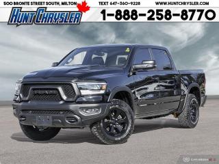 WOW WOW WOW!!! WHAT A DEAL!!! 2024 RAM 1500 REBEL GT CREW CAB!!! This former dealer demo is equipped with a 5.7L HEMI Engine, Automatic Transmission, Premium Leather Seating for Five, 22in Blackout Alloys, Comfort & Convenience Group, Bed Utility Group, Night Edition, G/T Package, Rebel Level 2 Equipment Group, Panoramic Sunroof, Blind Spot Detection, Blind Spot Cross Path Detection, Class IV Hitch, Wireless Charging Pad, Power Pedals, Front Vented/Heated Seating, Heated Steering, 19 Speaker H/K System, 12in Touchscreen with Navigation and Rear Camera, Front and Rear Park Assist, Class IV Hitch and so much more!! Are you on the Hunt for the perfect car in Ontario? Look no further than our car dealership! Our NON-COMMISSION sales team members are dedicated to providing you with the best service in town. Whether youre looking for a sleek pickup truck or a spacious family vehicle, our team has got you covered. Visit us today and take a test drive - we promise you wont be disappointed! Call 905-876-2580 or Email us at sales@huntchrysler.com