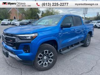 <b>LIKE NEW </b><br>   Compare at $49955 - Myers Cadillac is just $48500! <br> <br>JUST IN - 2023 COLORADO Z71 GLACIER BLUE- Z71 CONVENIENCE PACKAGE II * AUTOMATIC CLIMATE CONTROL, DUAL ZONE * HEATED FRONT SEATS * 8-WAY POWER DRIVER SEAT * POWER DRIVER LUMBAR CONTROL * WIRELESS CHARGING * AUTO-DIMMING INSIDE REARVIEW MIRROR * TILT & TELESCOPING STEERING COLUMN * REMOTE VEHICLE START * STOWFLEX TAILGATE * EZ-LIFT & LOWER TAILGATE * TAILGATE LOCKING CYLINDER, ADVANCED TRAILERING PACKAGE * TRAILER HITCH AND 7-PIN CONNECTOR * TRAILER BRAKE CONTROLLER * TRAILERING APP, WIRELESS CHARGING , 18 ANDROID DARK FULL GLOSS ALUMINUM WHEELS, HD REAR VISION CAMERA, CERTIFIED, NO ADMIN FEES, ONE OWNER, CLEAN CARFAX<br>, <br> <br>To apply right now for financing use this link : <a href=https://creditonline.dealertrack.ca/Web/Default.aspx?Token=b35bf617-8dfe-4a3a-b6ae-b4e858efb71d&Lang=en target=_blank>https://creditonline.dealertrack.ca/Web/Default.aspx?Token=b35bf617-8dfe-4a3a-b6ae-b4e858efb71d&Lang=en</a><br><br> <br/><br>All prices include Admin fee and Etching Registration, applicable Taxes and licensing fees are extra.<br>*LIFETIME ENGINE TRANSMISSION WARRANTY NOT AVAILABLE ON VEHICLES WITH KMS EXCEEDING 140,000KM, VEHICLES 8 YEARS & OLDER, OR HIGHLINE BRAND VEHICLE(eg. BMW, INFINITI. CADILLAC, LEXUS...)<br> Come by and check out our fleet of 40+ used cars and trucks and 140+ new cars and trucks for sale in Ottawa.  o~o