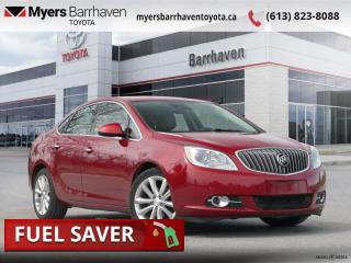 <b>SiriusXM,  OnStar,  Steering Wheel Controls,  Aluminum Wheels,  Climate Control!</b><br> <br>  Compare at $11334 - Our Live Market Price is just $10898! <br> <br>   The Verano packages Buick refinement into an attractive compact sedan. This  2014 Buick Verano is fresh on our lot in Ottawa. <br> <br>The Buick Verano is a stylish compact sedan that blends luxury appointments with small car convenience. It offers a comfortable ride and strong performance all at a price that makes it an attainable luxury vehicle. Buick managed to integrate the luxury theyre known for into a compact sedan without losing any refinement. What sets the Verano apart from other luxury cars is the all-season drivability of front-wheel drive, low cost of ownership, and the fuel efficiency of a compact. This  sedan has 128,869 kms. Its  red in colour  . It has an automatic transmission and is powered by a  180HP 2.4L 4 Cylinder Engine.   This vehicle has been upgraded with the following features: Siriusxm,  Onstar,  Steering Wheel Controls,  Aluminum Wheels,  Climate Control. <br> <br>To apply right now for financing use this link : <a href=https://www.myersbarrhaventoyota.ca/quick-approval/ target=_blank>https://www.myersbarrhaventoyota.ca/quick-approval/</a><br><br> <br/><br> Buy this vehicle now for the lowest bi-weekly payment of <b>$127.31</b> with $0 down for 48 months @ 9.99% APR O.A.C. ( Plus applicable taxes -  Plus applicable fees   ).  See dealer for details. <br> <br>At Myers Barrhaven Toyota we pride ourselves in offering highly desirable pre-owned vehicles. We truly hand pick all our vehicles to offer only the best vehicles to our customers. No two used cars are alike, this is why we have our trained Toyota technicians highly scrutinize all our trade ins and purchases to ensure we can put the Myers seal of approval. Every year we evaluate 1000s of vehicles and only 10-15% meet the Myers Barrhaven Toyota standards. At the end of the day we have mutual interest in selling only the best as we back all our pre-owned vehicles with the Myers *LIFETIME ENGINE TRANSMISSION warranty. Thats right *LIFETIME ENGINE TRANSMISSION warranty, were in this together! If we dont have what youre looking for not to worry, our experienced buyer can help you find the car of your dreams! Ever heard of getting top dollar for your trade but not really sure if you were? Here we leave nothing to chance, every trade-in we appraise goes up onto a live online auction and we get buyers coast to coast and in the USA trying to bid for your trade. This means we simultaneously expose your car to 1000s of buyers to get you top trade in value. <br>We service all makes and models in our new state of the art facility where you can enjoy the convenience of our onsite restaurant, service loaners, shuttle van, free Wi-Fi, Enterprise Rent-A-Car, on-site tire storage and complementary drink. Come see why many Toyota owners are making the switch to Myers Barrhaven Toyota. <br>*LIFETIME ENGINE TRANSMISSION WARRANTY NOT AVAILABLE ON VEHICLES WITH KMS EXCEEDING 140,000KM, VEHICLES 8 YEARS & OLDER, OR HIGHLINE BRAND VEHICLE(eg. BMW, INFINITI. CADILLAC, LEXUS...) o~o