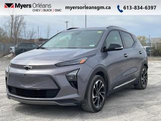 <b>Electric Vehicle,  Fast Charging,  Cooled Seats,  Leather Seats,  Adaptive Cruise Control!</b><br> <br>    More than an efficient, budget friendly EV, this 2022 Bolt EUV takes style and fun seriously with stunning features inside and out. This  2022 Chevrolet Bolt EUV is fresh on our lot in Orleans. <br> <br>The goal for the 2022 Bolt EUV was to make electric vehicles normal. Bold colors, a striking shape with expertly sculpted lines, easy to read displays and more cargo room make this a must-have compact SUV for the modern age. Freedom from gas stations is the cherry on top, with impressive range, fast charging times, and all the driver information you need to make driving this 2022 Chevy Bolt EUV a breeze.This  SUV has 61,101 kms. Its  grey in colour  . It has an automatic transmission and is powered by a  smooth engine. <br> <br> Our Bolt EUVs trim level is Premier. This Chevy Bolt is more than an eco-friendly budget beast that offers fast charging, on demand regenerative braking, and aluminum wheels. It also comes with all the modern technology you expect from an EV, like the Chevy Infotainment System with Wi-Fi, Android Auto, Apple CarPlay, and Bluetooth connectivity all controlled with a touchscreen. If you need more reasons to love it, it also has a configurable driver information centre with selectable themes, programmable charging, remote keyless entry, ambient LED lighting, and Teen Driver technology. This Premier Bolt takes it even farther with Bose premium audio, perforated leather seats, wireless charging, blind spot and lane change assist, and rear parking sensors plus much more. This vehicle has been upgraded with the following features: Electric Vehicle,  Fast Charging,  Cooled Seats,  Leather Seats,  Adaptive Cruise Control,  360 Camera,  Apple Carplay. <br> <br>To apply right now for financing use this link : <a href=https://www.myersorleansgm.ca/FinancePreQualForm target=_blank>https://www.myersorleansgm.ca/FinancePreQualForm</a><br><br> <br/><br> Buy this vehicle now for the lowest bi-weekly payment of <b>$232.34</b> with $0 down for 96 months @ 9.99% APR O.A.C. ( Plus applicable taxes -  Plus applicable fees   ).  See dealer for details. <br> <br>*MYERS LIFETIME ENGINE AND TRANSMISSION COVERAGE CERTIFICATE NOT AVAILABLE ON VEHICLES WITH KMS EXCEEDING 140,000KM, VEHICLES 8 YEARS & OLDER, OR HIGHLINE BRAND VEHICLE(eg. BMW, INFINITI. CADILLAC, LEXUS...)<br> Come by and check out our fleet of 20+ used cars and trucks and 190+ new cars and trucks for sale in Orleans.  o~o