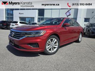 <b>Android Auto,  Apple CarPlay,  Heated Seats,  Remote Start,  Proximity Key!</b><br> <br>  Compare at $26114 - Our Price is just $25353! <br> <br>   New Arrival! This  2021 Volkswagen Passat is fresh on our lot in Kanata. <br> <br>This  sedan has 88,915 kms. Its  aurora red chroma in colour  . It has an automatic transmission and is powered by a  174HP 2.0L 4 Cylinder Engine.  This unit has some remaining factory warranty for added peace of mind. <br> <br> Our Passats trim level is Highline. This Passat Highline takes style and comfort to the next level with larger alloy wheels, autonomous emergency braking, rear traffic alert and a blind spot monitor. You will also get heated front seats, Climatronic dual zone climate control and leatherette seating surfaces. Infotainment is everything youd expect with Android Auto, Apple CarPlay, SiriusXM, App-Connect smartphone integration and a 6 inch touchscreen to control it all. The interior is comfy and well appointed with a leather steering wheel, proximity key for push button start and a remote engine start for those cold winter days. This vehicle has been upgraded with the following features: Android Auto,  Apple Carplay,  Heated Seats,  Remote Start,  Proximity Key,  Chrome Grille,  Alloy Wheels. <br> <br>To apply right now for financing use this link : <a href=https://www.myersvw.ca/en/form/new/financing-request-step-1/44 target=_blank>https://www.myersvw.ca/en/form/new/financing-request-step-1/44</a><br><br> <br/><br>Backed by Myers Exclusive NO Charge Engine/Transmission for life program lends itself for your peace of mind and you can buy with confidence. Call one of our experienced Sales Representatives today and book your very own test drive! Why buy from us? Move with the Myers Automotive Group since 1942! We take all trade-ins - Appraisers on site - Full safety inspection including e-testing and professional detailing prior delivery! Every vehicle comes with a free Car Proof History report.<br><br>*LIFETIME ENGINE TRANSMISSION WARRANTY NOT AVAILABLE ON VEHICLES MARKED AS-IS, VEHICLES WITH KMS EXCEEDING 140,000KM, VEHICLES 8 YEARS & OLDER, OR HIGHLINE BRAND VEHICLES (eg.BMW, INFINITI, CADILLAC, LEXUS...). FINANCING OPTIONS NOT AVAILABLE ON VEHICLES MARKED AS-IS OR AS-TRADED.<br> Come by and check out our fleet of 40+ used cars and trucks and 90+ new cars and trucks for sale in Kanata.  o~o