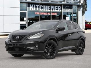 <b>Leather Seats!</b><br> <br> <br> <br><br> <br>  Ahead of the pack with polished power, this 2024 Murano is an exciting crossover. <br> <br>This 2024 Nissan Murano offers confident power, efficient usage of fuel and space, and an exciting exterior sure to turn heads. This uber popular crossover does more than settle for good enough. This Murano offers an airy interior that was designed to make every seating position one to enjoy. For a crossover that is more than just good looks and decent power, check out this well designed 2024 Murano. <br> <br> This super black SUV  has an automatic transmission and is powered by a  3.5L V6 24V MPFI DOHC engine.<br> <br> Our Muranos trim level is Midnight Edition. This Midnight Edition is as dark as its name with a blacked-out exterior emphasized with illuminated kick plates. Additional features include a dual panel panoramic moonroof, heated leather seats, motion activated power liftgate, remote start with intelligent climate control, memory settings, ambient interior lighting, and a heated steering wheel for added comfort along with intelligent cruise with distance pacing, intelligent Around View camera, and traffic sign recognition for even more confidence. Navigation and Bose Premium Audio are added to the NissanConnect touchscreen infotainment system featuring Android Auto, Apple CarPlay, and a ton more connectivity features. Forward collision warning, emergency braking with pedestrian detection, high beam assist, blind spot detection, and rear parking sensors help inspire confidence on the drive. This vehicle has been upgraded with the following features: Leather Seats. <br><br> <br>To apply right now for financing use this link : <a href=https://www.kitchenernissan.com/finance-application/ target=_blank>https://www.kitchenernissan.com/finance-application/</a><br><br> <br/> See dealer for details. <br> <br><b>KITCHENER NISSAN IS DEDICATED TO AWESOME AND DRIVEN TO SURPASS EXPECTATIONS!</b><br>Awesome Customer Service <br>Friendly No Pressure Sales<br>Family Owned and Operated<br>Huge Selection of Vehicles<br>Master Technicians<br>Free Contactless Delivery -100km!<br><b>WE LOVE TRADE-INS!</b><br>We will pay top dollar for your trade even if you dont buy from us!   <br>Kitchener Nissan trades are made easy! We have specialized buyers that are waiting to purchase your unique vehicle. To get optimal value for you, we can also place your vehicle on live auction. <br>Home to thousands of bidders!<br><br><b>MARKET PRICED DEALERSHIP</b><br>We are a Market Priced dealership and are proud of it! <br>What is market pricing? ALL our vehicles are listed online. We continuously monitor online prices daily to ensure we find the best deal, so that you dont have to! We make sure were offering the highest level of savings amongst our competitors! Not only do we offer the advantage of market pricing, at Kitchener Nissan we aim to inspire confidence by providing a transparent and effortless vehicle purchasing experience. <br><br><b>CONTACT US TODAY AND FIND YOUR DREAM VEHICLE!</b><br><br>1450 Victoria Street N, Kitchener | www.kitchenernissan.com | Tel: 855-997-7482 <br>Contact us or visit the dealership and let us surpass your expectations! <br> Come by and check out our fleet of 50+ used cars and trucks and 80+ new cars and trucks for sale in Kitchener.  o~o