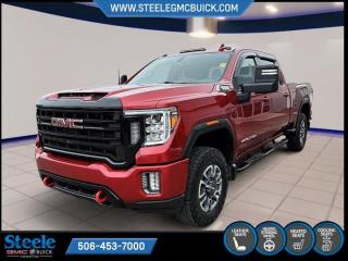 New Price!Cayenne Red Tintcoat 2021 GMC Sierra 2500HD AT4 | FOR SALE IN STEELE FREDERICTON | 4WD 10-Speed Automatic Duramax 6.6L V8 Turbodiesel* Market Value Pricing *, 10-Speed Automatic, 4WD, Leather.Certification Program Details: 80 Point Inspection Fresh Oil Change Full Vehicle Detail Full tank of Gas 2 Years Fresh MVI Brake through InspectionSteele GMC Buick Fredericton offers the full selection of GMC Trucks including the Canyon, Sierra 1500, Sierra 2500HD & Sierra 3500HD in addition to our other new GMC and new Buick sedans and SUVs. Our Finance Department at Steele GMC Buick are well-versed in dealing with every type of credit situation, including past bankruptcy, so all customers can have confidence when shopping with us!Steele Auto Group is the most diversified group of automobile dealerships in Atlantic Canada, with 47 dealerships selling 27 brands and an employee base of well over 2300.