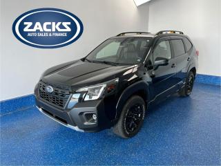 Recent Arrival! 2022 Subaru Forester Wilderness Wilderness AWD | Low Kms | Zacks Certified Certified. Lineartronic CVT AWD Crystal Black Silica 2.5L Boxer H4 DOHC 16V<br><br><br>17 x 7 5-Spoke Aluminum Alloy Wheels, AM/FM radio: SiriusXM, AM/FM/CD/MP3/WMA Audio System, Apple CarPlay/Android Auto, Automatic temperature control, Exterior Parking Camera Rear, Front fog lights, Front Heated Bucket Seats, Heated steering wheel, Power driver seat, Power Liftgate, Power moonroof: Panoramic, Remote keyless entry, Turn signal indicator mirrors.<br><br>Certification Program Details: Fully Reconditioned | Fresh 2 Yr MVI | 30 day warranty* | 110 point inspection | Full tank of fuel | Krown rustproofed | Flexible financing options | Professionally detailed<br><br>This vehicle is Zacks Certified! Youre approved! We work with you. Together well find a solution that makes sense for your individual situation. Please visit us or call 902 843-3900 to learn about our great selection.<br>Awards:<br>  * ALG Canada Residual Value Awards<br>With 22 lenders available Zacks Auto Sales can offer our customers with the lowest available interest rate. Thank you for taking the time to check out our selection!
