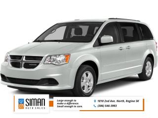 <p><span style=color:#2980b9><strong>WHOLESALE DIVISION - PLEASE CONTACT JENN RICE @ 306-539-0999 FOR MORE INFO!</strong></span></p>

<p>This 2014 DODGE GRAND CARAVAN SE - was locally owned - and company operated. It has been well maintained. It has no major accidents or claims on the CARFAX. It HAS BEEN THROUGH AN 80 POINT INSPECTION. It did receive afresh synthetic oil change, and oil filter housing.</p>

<p>In many respects its hard to beat the originator of the genre, Dodges all-things-to-all-people Grand Caravan. For Dodge, the 2015 Grand Caravan essentially is the culmination of everything most minivan buyers over the years proved was most important in a family hauler: plenty of engine power combined with reasonable fuel economy and Chryslers still-brilliant Stow n Go instantly disappearing second-row seating.</p>

<p>Theres a single engine for all versions of the 2015 Dodge Grand Caravan: a 3.6-liter V6 that produces 283 horsepower and 260 pound-feet of torque. A six-speed automatic transmission sends power to the front wheels. Standard safety features for the 2015 Dodge Grand Caravan include stability control, antilock disc brakes, active front head restraints, a driver knee airbag, front seat side airbags and full-length side curtain airbags. Take a test-drive in the 2015 Dodge Grand Caravan and youll find the 3.6-liter V6 engine generates satisfying acceleration, while the minivans handling is stable and confident.</p>

<p>The 2015 DODGE GRAND CARAVAN has a reasonably solid standard equipment list: 17-inch steel wheels; heated mirrors; power locks, mirrors and front windows; dual-zone air-conditioning; a second-row reclining/folding/removable bench seat; an overhead console; a tilt-and-telescoping steering wheel; a conversation mirror and a four-speaker audio system with a CD player and an auxiliary audio jack. The SE adds rear privacy glass, tri-zone climate control (with rear air-conditioning), second-row captains chairs with the Stow n Go fold-into-the-floor feature, a front floor console and a six-speaker audio system.</p>

<p><span style=color:#2980b9><strong>Siman Auto Sales is large enough to make a difference but small enough to care. We are family owned and operated, and have been proudly serving Saskatchewan car buyers since 1998. We offer on site financing, consignment, automotive repair and over 90 preowned vehicles to choose from.</strong></span></p>