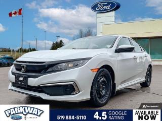 Platinum White Pearl 2019 Honda Civic EX 4D Sedan 2.0L I4 DOHC 16V i-VTEC CVT FWD Black w/Fabric Seating Surfaces, Air Conditioning, Alloy wheels, AM/FM radio, Auto High-beam Headlights, Delay-off headlights, Driver door bin, Driver vanity mirror, Fabric Seating Surfaces, Front dual zone A/C, Front reading lights, Fully automatic headlights, Heated Front Bucket Seats, Heated front seats, Passenger door bin, Power driver seat, Power moonroof, Power steering, Power windows, Rear window defroster, Remote keyless entry, Steering wheel mounted audio controls, Variably intermittent wipers.