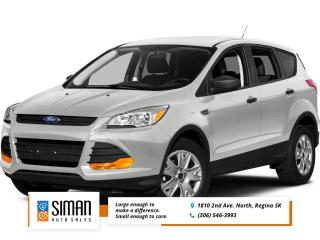 <p><span style=color:#2980b9><strong>WHOLESALE DIVISION - PLEASE CONTACT JENN RICE @ 306-539-0999 FOR MORE INFO!</strong></span></p>

<p>This 2015 Ford Escape SE - was locally owned - and company operated. It has been well maintained. It has no major accidents on the CARFAX. And a solid maintenance history.</p>

<p>The 2015Ford Escape undergoes minor adjustments to its feature availability. Notably, a rearview camera and Sync are now standard on all trim levels. The 2015Ford Escape stands out as one of the best small crossovers in a segment full of worthy entries. Completely redesigned last year, the Ford Escape remains one of our favorite compact crossover SUVs. It has sharp handling, handsome styling and high-end interior touches.</p>

<p>The SE and Titanium come standard with a turbocharged 1.6-liter four-cylinder that makes 178 hp and 184 lb-ft. - This is paired to a six-speed automatic transmission. Owners will be perfectly content with the acceleration and fuel economy they get with the 1.6-liter turbo. It pulls the Escape up steady grades without breaking a sweat. The good news is that the turbocharged engines are equally quiet and smooth. Blessed with quick steering, relatively sharp reflexes and an advanced all-wheel-drive system, the 2014 Ford Escape provides sporty handling and traction through turns.</p>

<p>Overall, its one of the better-handling small crossovers available. These abilities dont come at the expense of ride comfort, either, as the Escape maintains a stable, isolated demeanor over bumps and when cruising on the highway. The front and rear seats have plenty of head- and legroom. Seat padding and bolstering is comfortable and firm without being too stiff. Dash and center console materials are attractive, and overall fit and finish is excellent. The steering wheel is shared with the Ford Focus and enhances the Escapes sporty feel, while offering useful audio controls besides.</p>

<p>The 2015Ford Escape SE come standard with an integrated blind-spot mirror, MyKey parental controls, full power accessories, cruise control, air-conditioning, a tilt-and-telescoping steering wheel, a rearview camera, the Sync voice command electronics interface, Bluetooth phone and audio connectivity, and a six-speaker sound system with a CD player, a USB/iPod interface and an auxiliary audio jack. Upgrading to the SE adds 17-inch alloy wheels, automatic headlights, foglights, a keyless entry keypad, privacy tinted glass, an eight-way power adjustable driver seat (with power lumbar), reclining rear seats and satellite radio.</p>

<p><span style=color:#2980b9><strong>Siman Auto Sales is large enough to make a difference but small enough to care. We are family owned and operated, and have been proudly serving Saskatchewan car buyers since 1998. We offer on site financing, consignment, automotive repair and over 90 preowned vehicles to choose from.</strong></span></p>