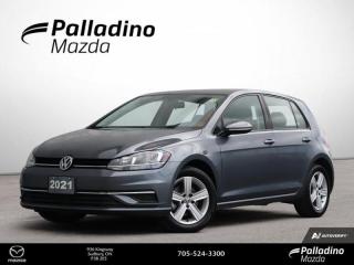<b>*INCOMING PRE OWNED DEALER TRADE. PLEASE CONTACT DEALER FOR MORE INFORMATION!*<br><br>Navigation,  Aluminum Wheels,  Android Auto,  Apple CarPlay,  Heated Seats!<br> <br></b><br>     With so many generations throughout the years, the Golf has become versatile enough that there is a Golf for everyone and to fill every need. This  2021 Volkswagen Golf is for sale today in Sudbury. <br> <br>Seven generations of successful models has brought this 2021 Volkswagen Golf as close to perfection as any vehicle can get. Ultimately refined, comfortable and highly versatile, this Volkswagen Golf is the rational and obvious choice for a new economical, stylish family compact that delivers on all promises of being a perfect everyday vehicle.This  hatchback has 88,024 kms. Its  platinum gray metallic in colour  . It has an automatic transmission and is powered by a  1.4L I4 16V GDI DOHC Turbo engine.  This unit has some remaining factory warranty for added peace of mind. <br> <br> Our Golfs trim level is Comfortline. This Golf Comfortline comes extremely well equipped and it includes features like elegant aluminum wheels, a 6 speaker stereo with an 8 inch touchscreen, satellite navigation, LED brake lights, fully automatic headlamps, App-Connect smart phone connectivity, Bluetooth streaming audio, heated comfort seats, a leather wrapped steering wheel, a 60/40 split-folding rear seats with centre armrest and pass-through, cruise control, Android Auto, Apple CarPlay, remote keyless entry, a rear view camera and much more. This vehicle has been upgraded with the following features: Navigation,  Aluminum Wheels,  Android Auto,  Apple Carplay,  Heated Seats,  Touchscreen,  Streaming Audio. <br> <br>To apply right now for financing use this link : <a href=https://www.palladinomazda.ca/finance/ target=_blank>https://www.palladinomazda.ca/finance/</a><br><br> <br/><br>Palladino Mazda in Sudbury Ontario is your ultimate resource for new Mazda vehicles and used Mazda vehicles. We not only offer our clients a large selection of top quality, affordable Mazda models, but we do so with uncompromising customer service and professionalism. We takes pride in representing one of Canadas premier automotive brands. Mazda models lead the way in terms of affordability, reliability, performance, and fuel efficiency.The advertised price is for financing purchases only. All cash purchases will be subject to an additional surcharge of $2,501.00. This advertised price also does not include taxes and licensing fees.<br> Come by and check out our fleet of 90+ used cars and trucks and 100+ new cars and trucks for sale in Sudbury.  o~o