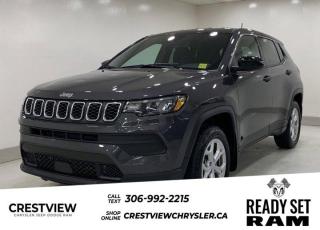 COMPASS SPORT 4X4 Check out this vehicles pictures, features, options and specs, and let us know if you have any questions. Helping find the perfect vehicle FOR YOU is our only priority.P.S...Sometimes texting is easier. Text (or call) 306-994-7040 for fast answers at your fingertips!This Jeep Compass delivers a Intercooled Turbo Regular Unleaded I-4 2.0 L/122 engine powering this Automatic transmission. WHEELS: 17 X 7 ALUMINUM, TRANSMISSION: 8-SPEED AUTOMATIC, QUICK ORDER PACKAGE 29A SPORT.*This Jeep Compass Comes Equipped with These Options *BLACK, CLOTH BUCKET SEATS, BALTIC GREY METALLIC, Vinyl Door Trim Insert, Urethane Gear Shifter Material, Transmission w/Driver Selectable Mode and Autostick Sequential Shift Control, Trailer Sway Control, Tires: 225/60R17 BSW AS, Strut Front Suspension w/Coil Springs, Streaming Audio, Steel Spare Wheel.* Visit Us Today *Stop by Crestview Chrysler (Capital) located at 601 Albert St, Regina, SK S4R2P4 for a quick visit and a great vehicle!
