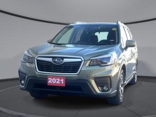 <b>Sunroof,  Heated Seats,  Android Auto,  Apple CarPlay,  STARLINK!</b><br> <br>    Behind the wheel of a 2021 Subaru Forester, youll find possibilities everywhere. This  2021 Subaru Forester is fresh on our lot in Sudbury. <br> <br>The 2021 Subaru Forester has been redesigned inside and out to provide new comfort, technology, and connectivity while sacrificing none of the capability, versatility, and agility you expect from the iconic Forester name. With new technologies like X-Mode and SI-Drive, the 2021 Subaru Forester is now more ready than ever for those rugged mountain passes, while the comfort and infotainment technology keeps you connected and comfortable for the daily drives. This  SUV has 94,533 kms. Its  jasper green metallic in colour  . It has an automatic transmission and is powered by a  2.5L H4 16V GDI DOHC engine.  This unit has some remaining factory warranty for added peace of mind. <br> <br> Our Foresters trim level is Touring. This Forester Touring comes with a 6.5 inch touchscreen infotainment system with STARLINK smartphone integration (including Aha radio), Apple CarPlay and Android Auto functionality, and steering wheel controlled audio. Adding to the luxury are a sunroof, dual zone automatic climate control, heated seats, a power drivers seat, leather wrapped steering wheel, and a power tailgate. For even more safety and convenience, this SUV is equipped with Subarus patented EyeSight complete with pre-collision assist, adaptive cruise control, and lane keep assist.<br> This vehicle has been upgraded with the following features: Sunroof,  Heated Seats,  Android Auto,  Apple Carplay,  Starlink,  Steering Wheel Audio Control,  Power Tailgate. <br> <br>To apply right now for financing use this link : <a href=https://www.palladinohonda.com/finance/finance-application target=_blank>https://www.palladinohonda.com/finance/finance-application</a><br><br> <br/><br>Palladino Honda is your ultimate resource for all things Honda, especially for drivers in and around Sturgeon Falls, Elliot Lake, Espanola, Alban, and Little Current. Our dealership boasts a vast selection of high-class, top-quality Honda models, as well as expert financing advice and impeccable automotive service. These factors arent what set us apart from other dealerships, though. Rather, our uncompromising customer service and professionalism make every experience unforgettable, and keeps drivers coming back. The advertised price is for financing purchases only. All cash purchases will be subject to an additional surcharge of $2,501.00. This advertised price also does not include taxes and licensing fees.<br> Come by and check out our fleet of 100+ used cars and trucks and 60+ new cars and trucks for sale in Sudbury.  o~o