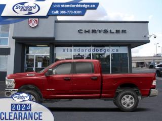 <b>6.7 Cummins Turbo Diesel, Heated Seats, Auto Leveling Rear Air Suspension, Spray in Bedliner, Remote Engine Start!</b><br> <br> <br> <br>  This Ram 2500 is class-leader in the heavy-duty truck segment thanks to its refined interior, forgiving ride, and tremendous towing and hauling capabilities. <br> <br>Endlessly capable, this 2024 Ram 2500HD pulls out all the stops, and has the towing capacity that sets it apart from the competition. On top of its proven Ram toughness, this Ram 2500HD has an ultra-quiet cabin full of amazing tech features that help make your workday more enjoyable. Whether youre in the commercial sector or looking for serious recreational towing rig, this impressive 2500HD is ready for anything that you are.<br> <br> This flame red sought after diesel Crew Cab 4X4 pickup   has a 6 speed automatic transmission and is powered by a Cummins 370HP 6.7L Straight 6 Cylinder Engine.<br> <br> Our 2500s trim level is Big Horn. This Ram 2500 Big Horn comes with stylish aluminum wheels, a leather steering wheel, extremely capable class V towing equipment including a hitch, brake controller, wiring harness and trailer sway control, heavy-duty suspension, cargo box lighting, and a locking tailgate. Additional features include heated and power adjustable side mirrors, UCconnect 3, hands-free phone communication, push button start, cruise control, air conditioning, vinyl floor lining, and a rearview camera. This vehicle has been upgraded with the following features: 6.7 Cummins Turbo Diesel, Heated Seats, Auto Leveling Rear Air Suspension, Spray In Bedliner, Remote Engine Start, Top Mounted Cargo View Camera. <br><br> View the original window sticker for this vehicle with this url <b><a href=http://www.chrysler.com/hostd/windowsticker/getWindowStickerPdf.do?vin=3C6UR5DLXRG284553 target=_blank>http://www.chrysler.com/hostd/windowsticker/getWindowStickerPdf.do?vin=3C6UR5DLXRG284553</a></b>.<br> <br>To apply right now for financing use this link : <a href=https://standarddodge.ca/financing target=_blank>https://standarddodge.ca/financing</a><br><br> <br/><br>* Visit Us Today *Youve earned this - stop by Standard Chrysler Dodge Jeep Ram located at 208 Cheadle St W., Swift Current, SK S9H0B5 to make this car yours today! <br> Pricing may not reflect additional accessories that have been added to the advertised vehicle<br><br> Come by and check out our fleet of 30+ used cars and trucks and 130+ new cars and trucks for sale in Swift Current.  o~o